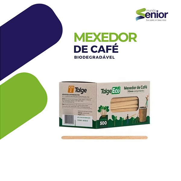 MEXEDOR DE CAFÉNossos agitadores de café são fabricados 100% em madeira de bétula e têm 110 mm de comprimento. São livres de plásticos, BPA e substâncias químicas, sendo totalmente biodegradáveis, recicláveis.