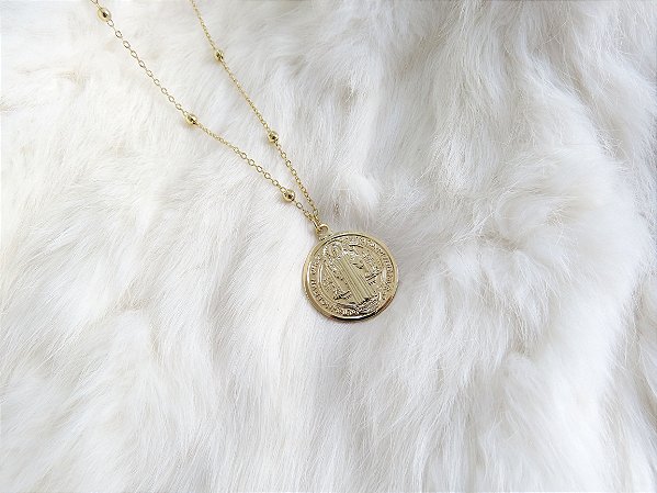 Medalha São Bento + Corrente Bolinha