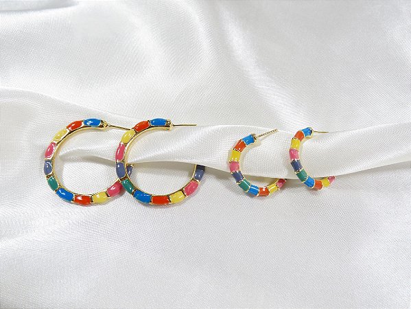 Argola Resina Rainbow
