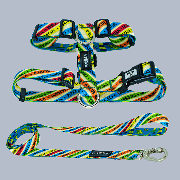 Kit Peitoral H e Guia de Passeio Bomfim para Cães e Gatos - Madiba Pet