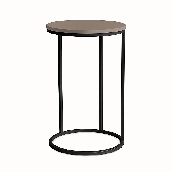 Mesa Lateral redonda Kira de ferro Preto e Cinza Gianduia