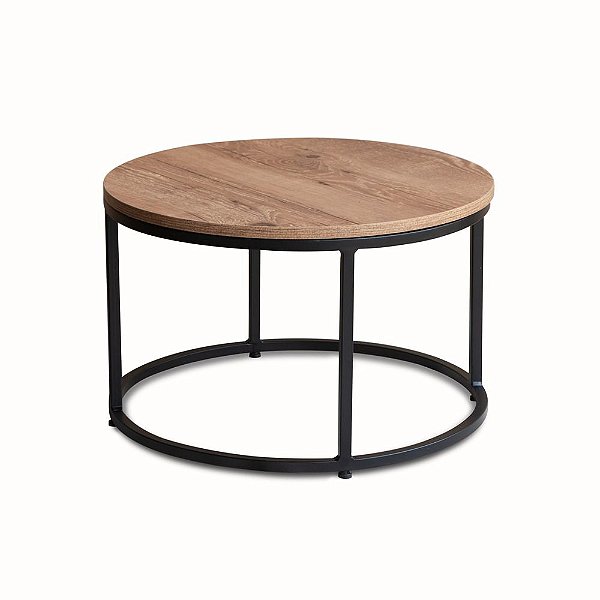 Mesa de Centro redonda Kira Preto com tampo Antiqua