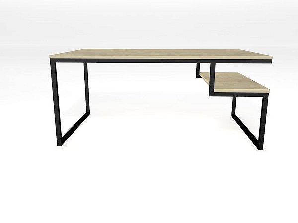 MESA DE CENTRO INÁ RETANGULAR 40X80X50 PRETO COM TAMPO MAPLE