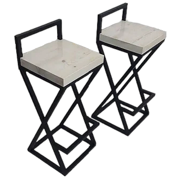 Banqueta De Ferro Preta kit com duas unidades