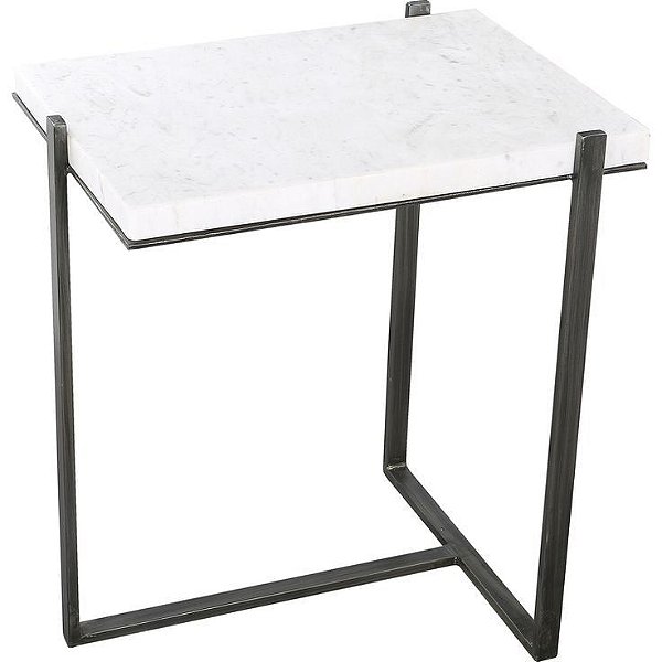 Mesa Lateral Julia Preto com tampo Quartzo