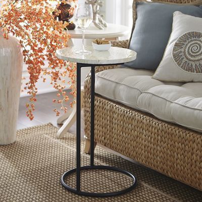 Mesa Lateral Emi de ferro Preto com tampo Branco