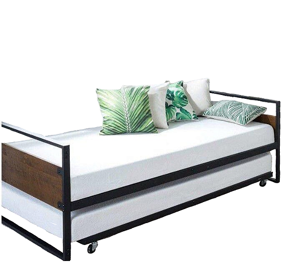 Cama de Solteiro Giovana com Auxiliar Ferro Preto (78x188)