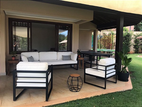 Sofá de Ferro Maite com Chaise + Duas Poltronas