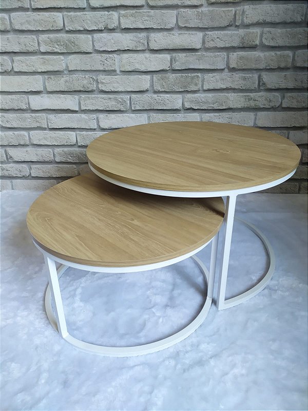 MESAS DE CENTRO RESONDA BRANCA COM TAMPO EM MDF TRUFFEL MODELO KIRA