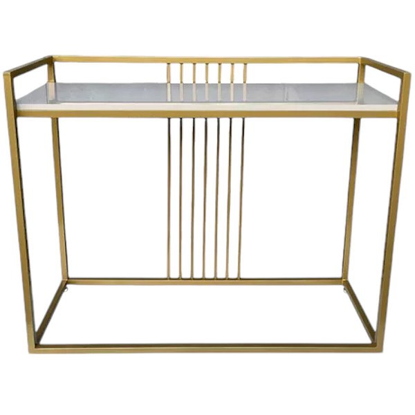 Aparador de ferro modelo Luxo dourado com MDF Off White 1,00X35