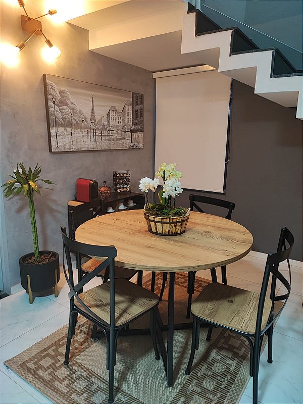 Conjunto de mesa redonda com 4 cadeiras modelo Katrina