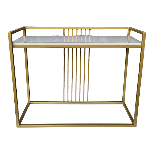 Aparador Luxo dourado com MDF Branco Laca (1,98X40x100)