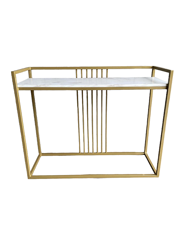 Aparador de ferro Dourado com MDF branco Marmorizado 1,00x35