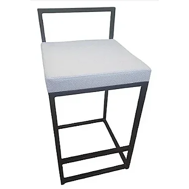 Banqueta Lis Preta com Assento Branco