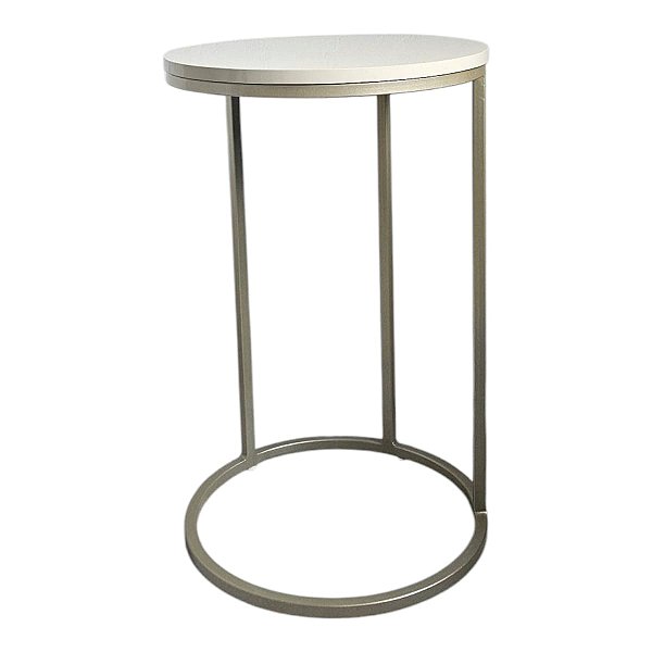Mesa de Apoio Lateral Sofá Kira de ferro Champanhe com tampo OffWhite