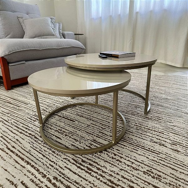 Duo de Mesas de Centro Kira Com MDF OffWhite