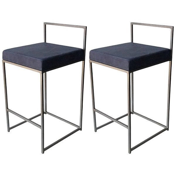 Banqueta Alta de Ferro Champanhe Modelo Lis – Kit com 2 Unidades