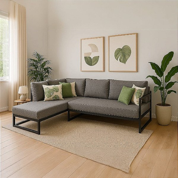 SOFÁ DE FERRO COM CHAISE 2,05x1,45