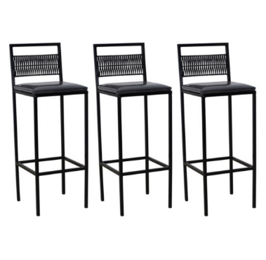 Conjunto com 3 Banquetas Kiara Preta