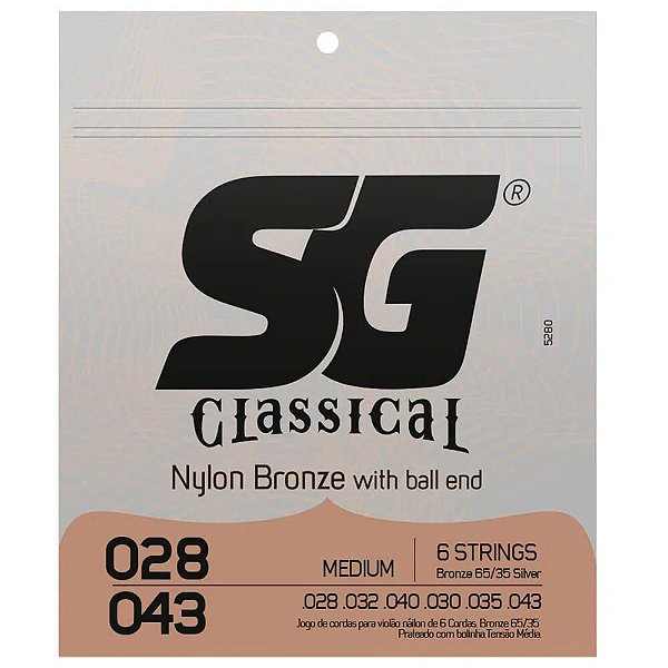 Encordoamento Sg Strings 028/043 Média para Violão Nylon