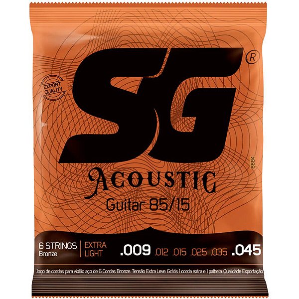 Encordoamento Sg Strings 85/15 .009/.045 para Violão Aço