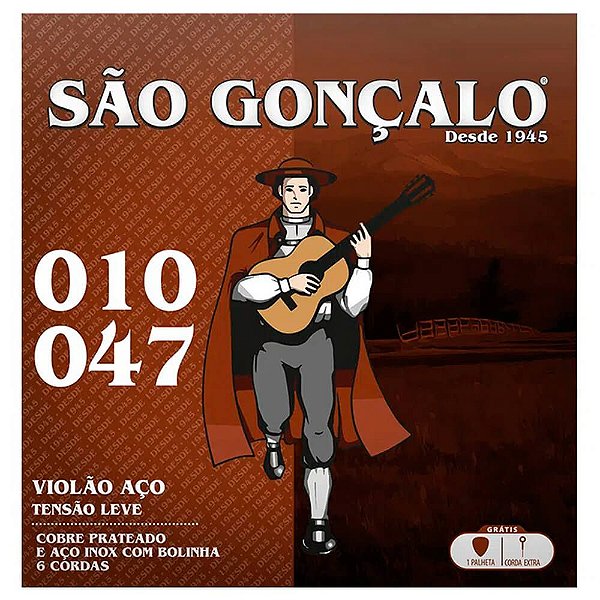 Encordoamento São Gonçalo .010/.047 Leve para Violão Aço