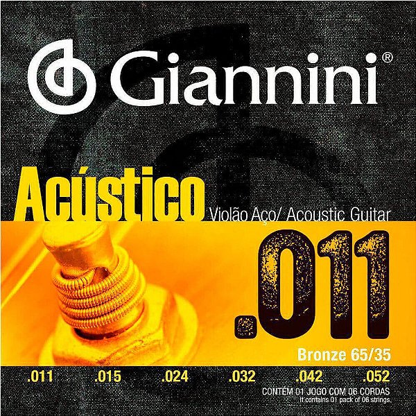 Encordoamento Giannini GESPW .011/.052 para Violão Aço