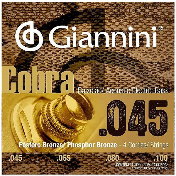 Encordoamento Giannini GEEBASF .045/.100 Cobra para Baixolão