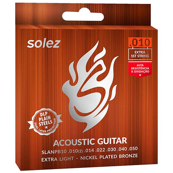 Encordoamento Solez SLANPB10 010/050 para Violão Aço
