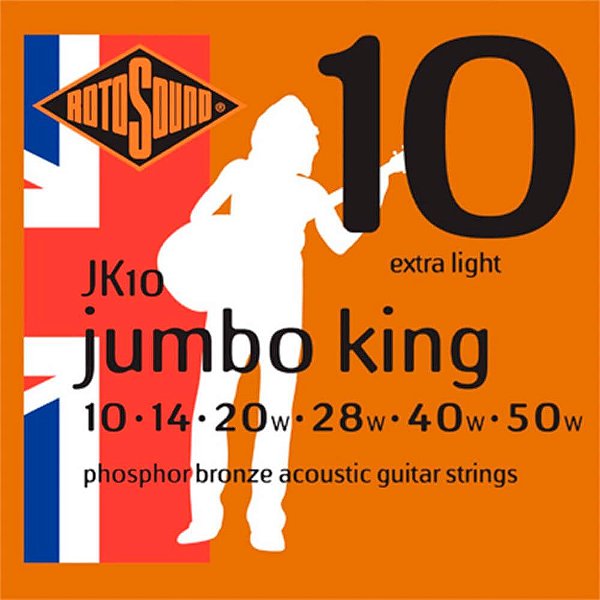 Encordoamento Rotosound JK10 Jumbo King 010/050 para Violão