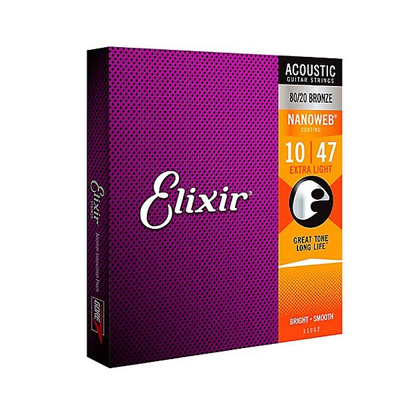 Encordoamento Elixir 11002 .010 Extra leve para Violão Aço