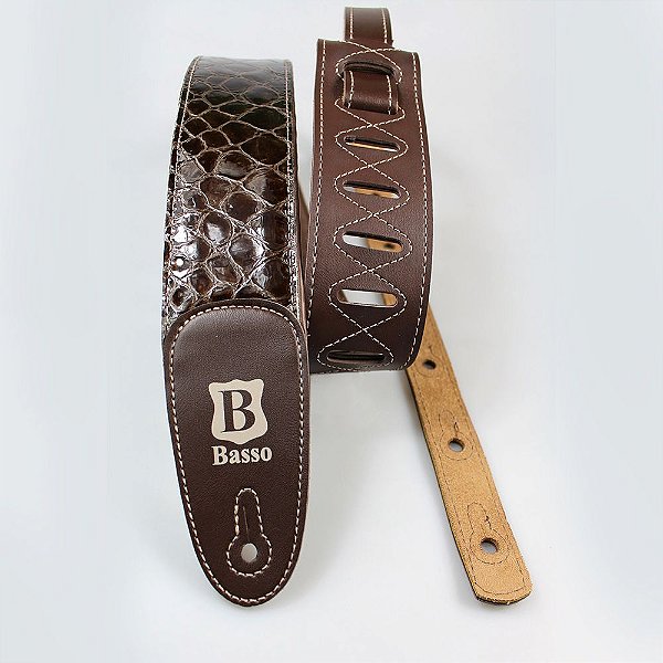 Correia de Couro Basso TW 13F Croco Marrom Verniz