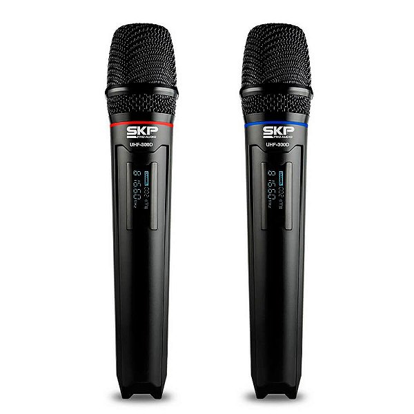 Microfone Duplo SKP Pro Audio UHF-300D Sem fio de Mão