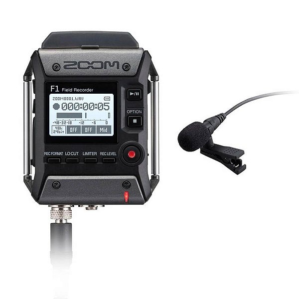 Gravador Zoom F1-LP Field Recorder com Microfone Lavalier