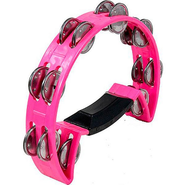 Pandeirola Meia Lua Luen ABS Rosa com Pegador