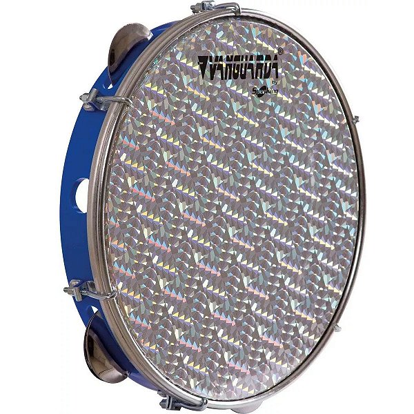 Pandeiro Spanking ABS Azul com Pele Holográfica Aro 10