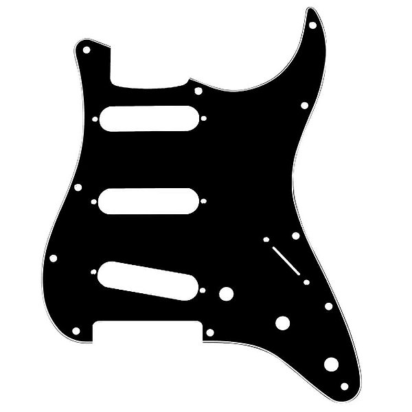 Escudo Fender Sss Preto Para Guitarra Stratocaster