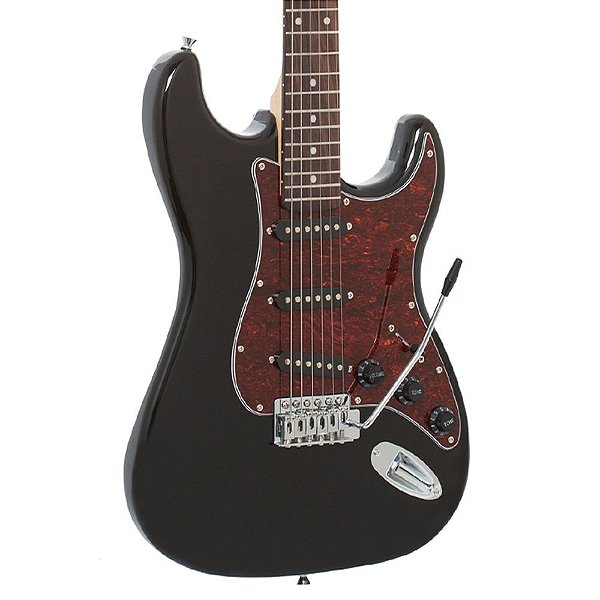 Guitarra Strato Giannini G-100 Preto com Escudo Tortoise