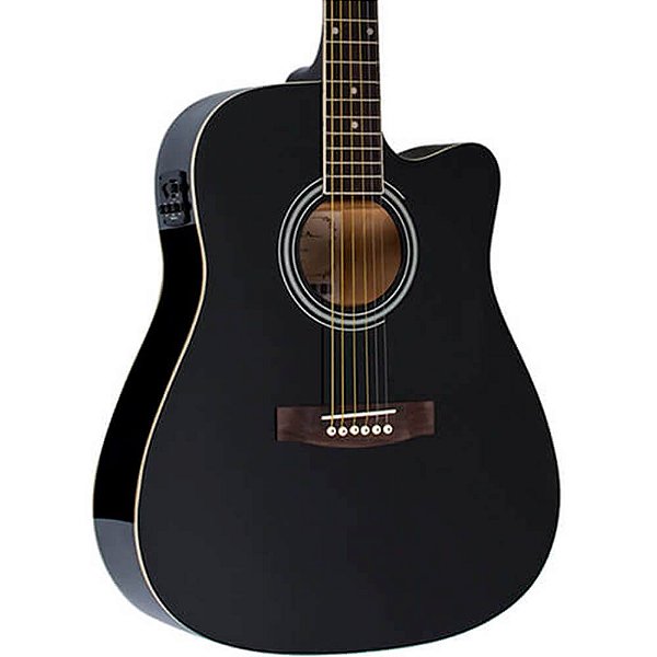 Violão Elétrico Vogga VCK370BK Preto Folk com Cutaway