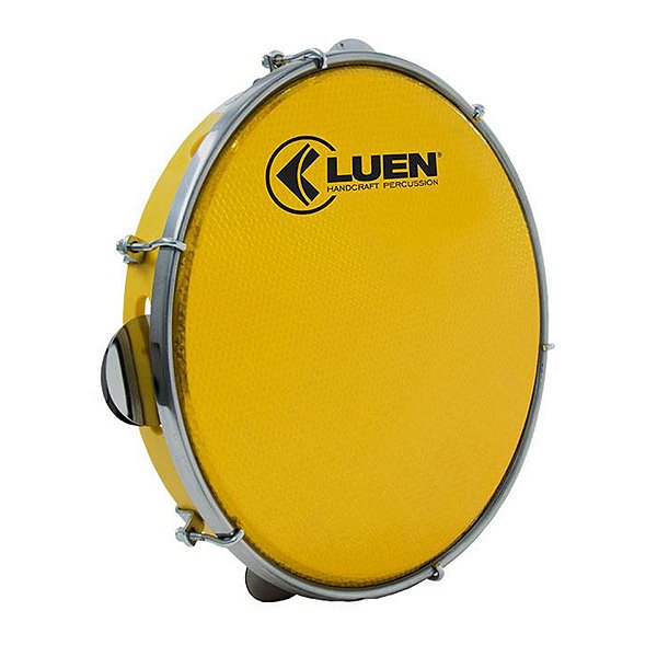 Pandeiro Luen Percussion 10 Aro ABS Pele Holográfica Amarelo
