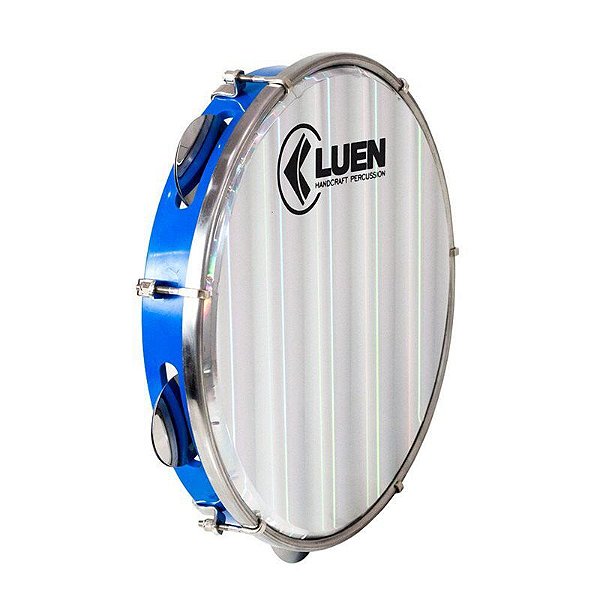 Pandeiro Luen Percussion 10 Aro ABS Azul Pele Holográfica