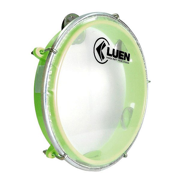 Pandeiro Junior Luen Percussion 8 Aro ABS Verde Pele Cristal