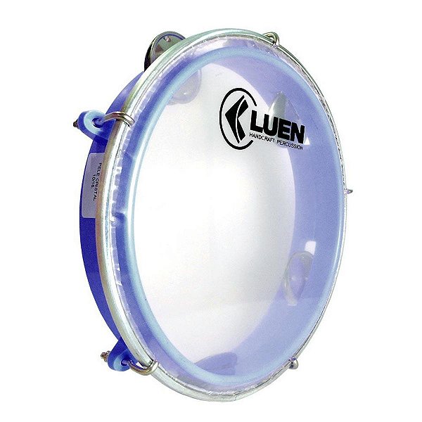 Pandeiro Junior Luen Percussion 8 Aro ABS Azul Pele Cristal
