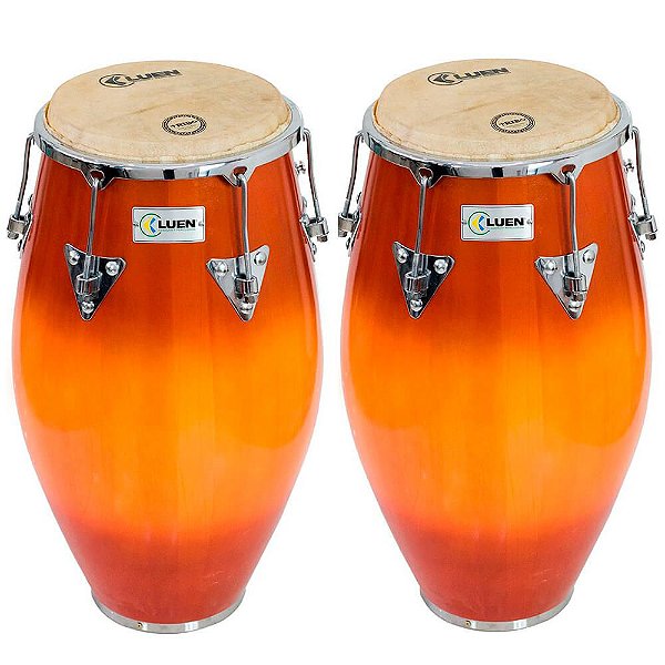 Par de Conga Luen Tribo 10"1/2 e 11"1/2 Honey Burst Pele Animal