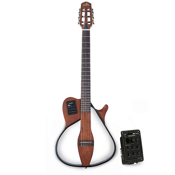 Violão Elétrico Marquês VN-18 Flat Vazado Ativo Castanho