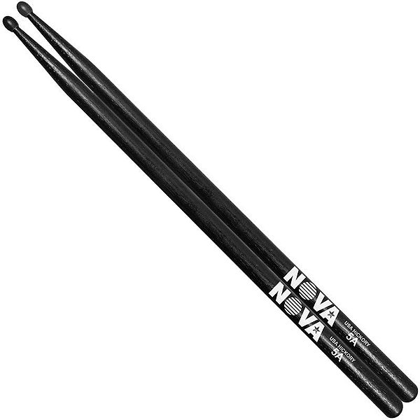 Par de Baquetas Vic Firth Nova 5A Preta Ponta de Madeira