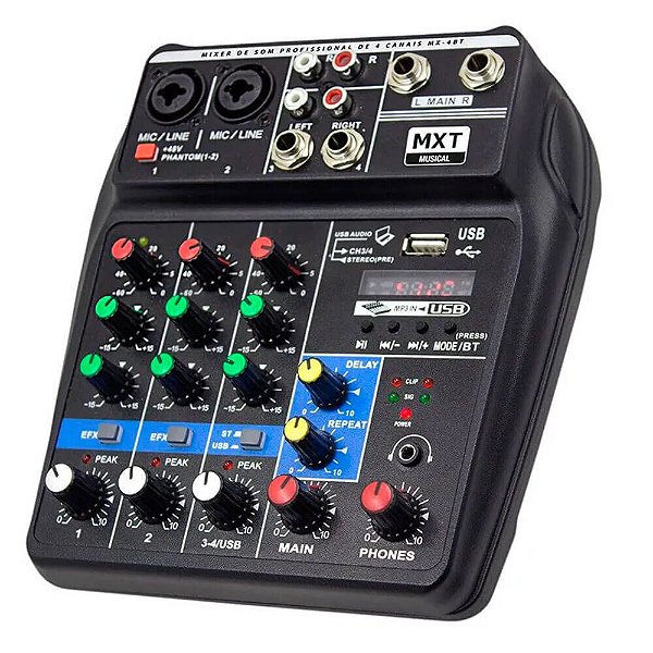 Mesa de Som MXT MX-4BT 4 Canais com Efeitos