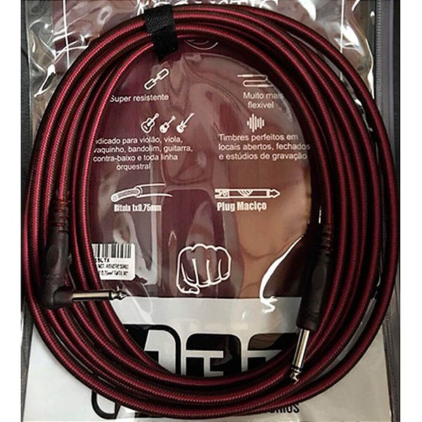 Cabo Mac AS10LTX Acustic Textil Vermelho P10 90° 3,05M