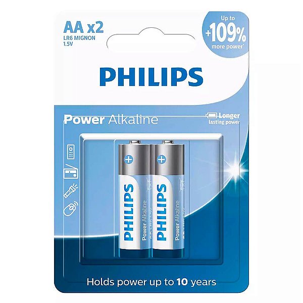 Pilha Alcalina AA Philips LR6P2B/59 C/2
