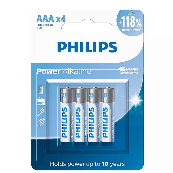 Pilha Alcalina AAA Philips LR03P4B/59 C/4